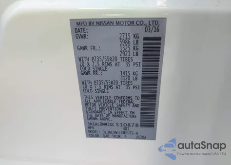 2016 Infiniti Qx60 from USA, damaged, VIN 5N1AL0MM2GC510878